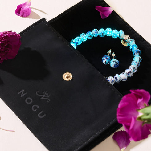 Blue Period | .925 Sterling Silver | Picasso Firefly Glass Diamonds Stud Earrings